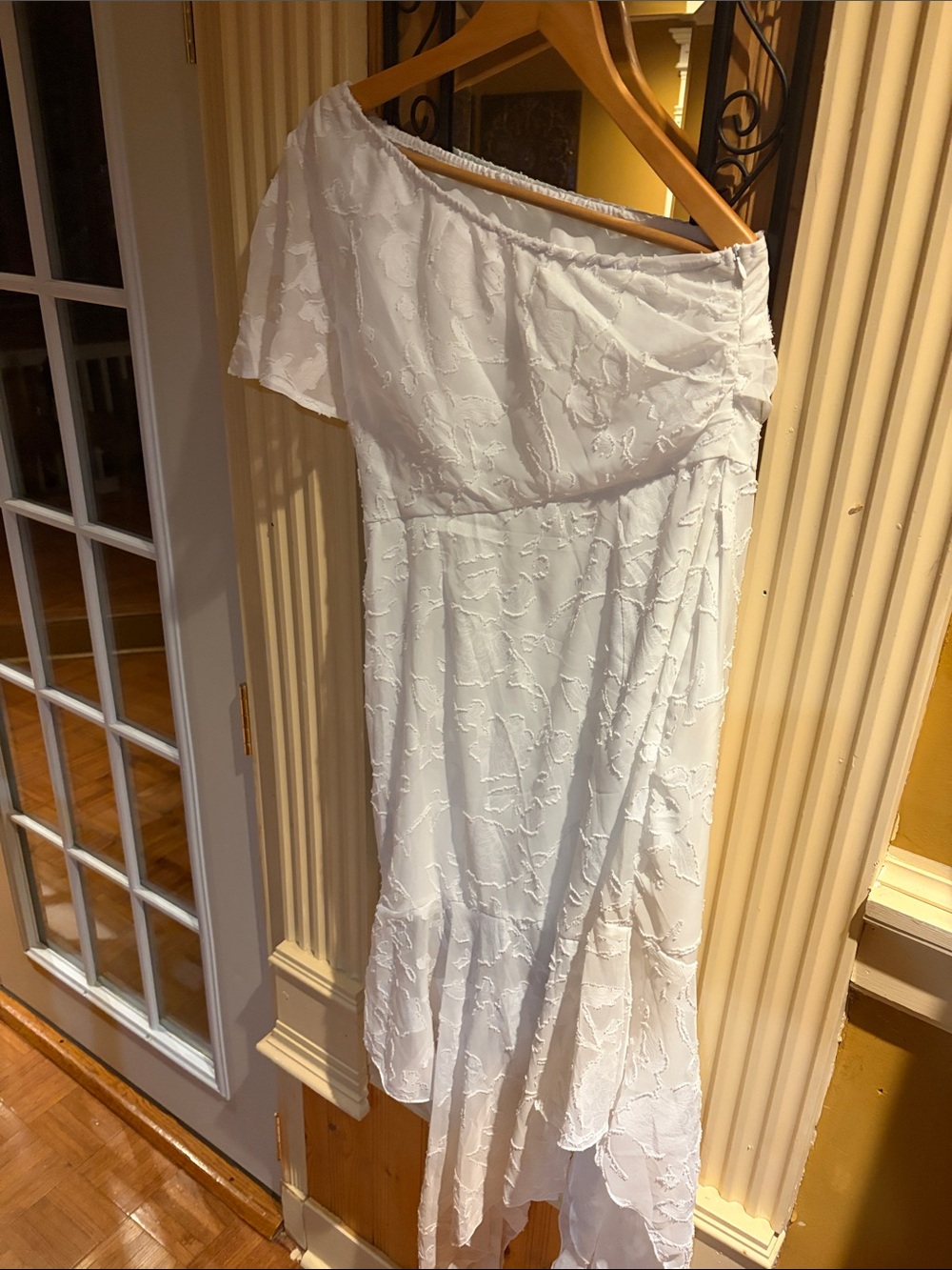 SHEIN White One-Shoulder Asymmetrical Maxi Dress